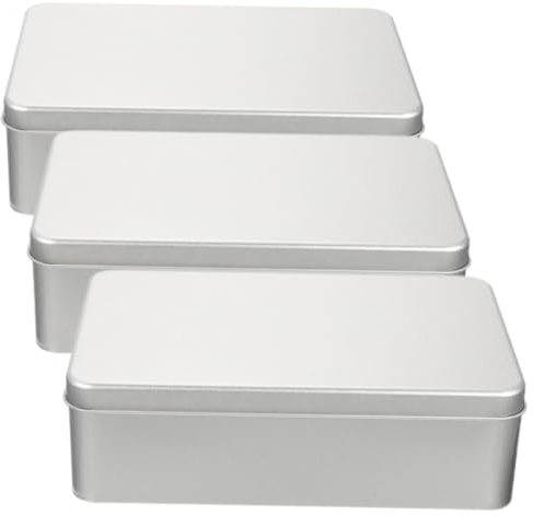 IWOWHERO Kreative Weißblech Keksdosen Mit Deckel 3 Stück Kleine Rechteckige Süßigkeitendosen Aufbewahrungsboxen Für Kekse Muffins Und Partydeko