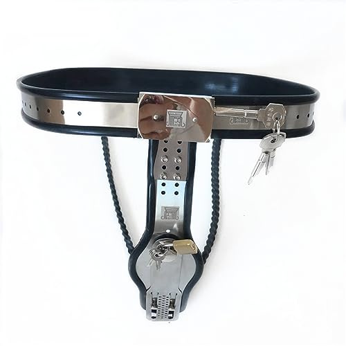 Frau Keuschheitsgürtel mit Taille und Vagina Schloss Edelstahl Chastity Belt Damen Metall Sexy Höschen Chastity Device Bondage Keuschheitskäfig BDSM Sexspielzeug für Paare Extrem,Schwarz,90/100cm