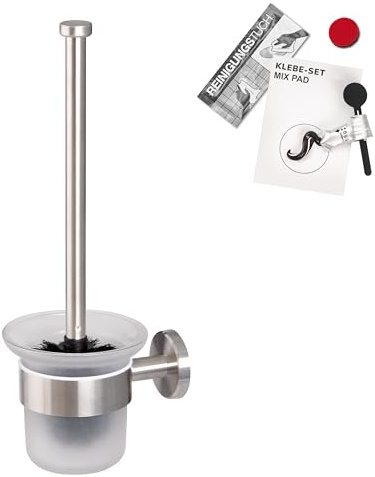 bremermann Bad-Serie Piazza - WC-Garnitur, Edelstahl matt & Glas inkl. Klebeset