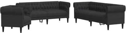 vidaXL Ensemble de canapés 3 pcs Noir Tissu, canapé, siège de canapé, canapé Relax, canapé Confort, Fauteuil de télévision