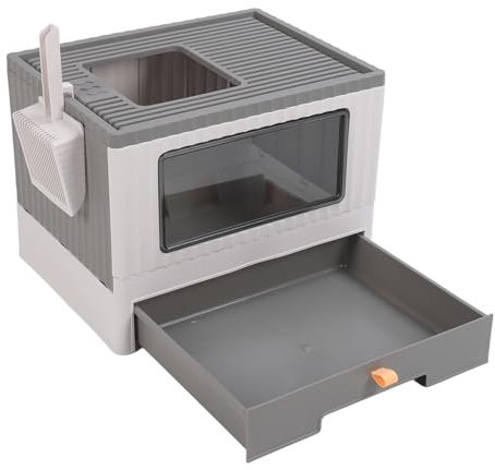 Arenero Cerrado para Gatos con Tapa, Aseo Plegable y Portátil Anti Salpicaduras para Gatos con Cajón Recogedor de Arena Entrada Frontal Puerta de Salida Superior Arenero Grande