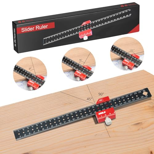 300mm Streichmaß Metall, Anschlaglineal Anreisswerkzeug, Kombinationswinkel Zimmermannswinkel für Holzbearbeitung, Heimwerken