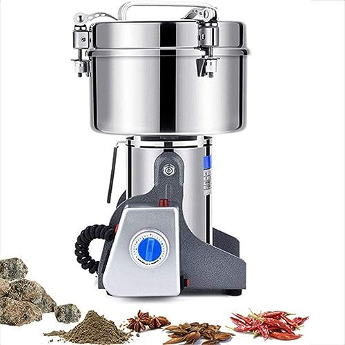 Grain Grinder Mill, 2500g Stainless Steel Electric High-Speed, Family Powder Machine Commercial for Kitchen Herb Spice Pepper Coffee Corn, Chinese Medicinal Materials Flavoring