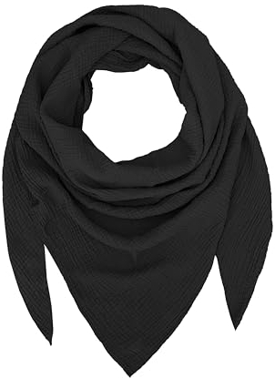 TMK Weiches und leichtes Unisex-Dreieckstuch aus 100% Baumwolle cod.9485 (Einzigartige Farbe, Schwarz)