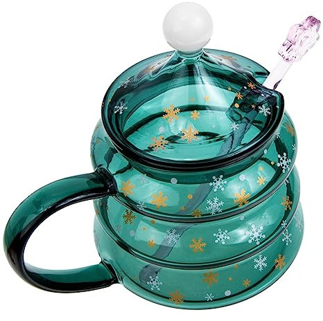 ABOOFAN Kaffeetasse Glas Weihnachts Baum Trinkbecher Kaffeetassen Mit Deckel Weihnachtskaffeebecher Weihnachten Weihnachtsbecher Kaffeekännchen Weihnachtssto Milchbecher Aus Glas Wiederverwendbar