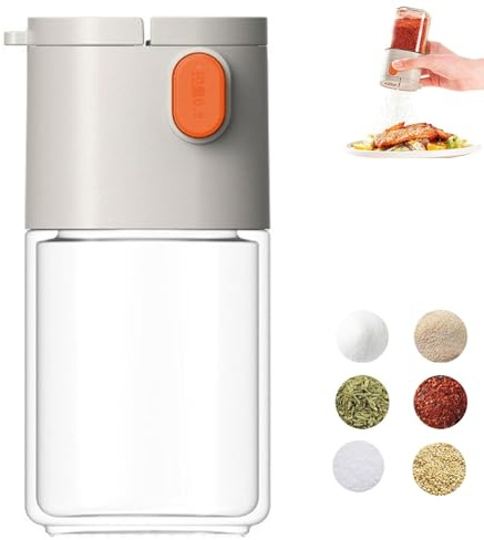 Smoohh Multifunctional Salt Control And Seasoning Bottle, Measuring Salt And Pepper Shaker, Salt And Pepper Shakers Precise Quantitative Push Type, Spice Seasoning Container(White)