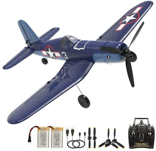 fisca P51D RC Flugzeug, 4CH RC Flugzeug mit Hochgeschwindigkeitsmotor, Ferngesteuertes Flugzeug mit Xpilot Stabilisierungssystem & Kunstflug, Ferngesteuertes Flugzeug Kinder (Marineblau)