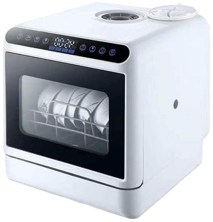 Mini lavavajillas, lavavajillas de mesa, lavavajillas de encimera portátil, 4 programas, tanque de agua incorporado de 5 litros, secado automático, lavado fuerte y de frutas, lavavajillas pequeño