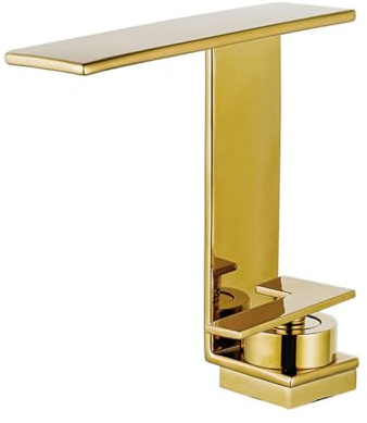 Wasserhahn Bad Wasserfall Waschtischarmatur Moderner Stil Messing Einhebel Mischbatterie Waschbecken Armatur, Badarmatur Waschtischbatterie Badezimmer, Gold