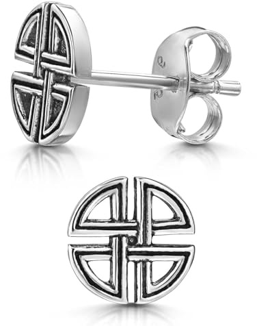 Herren Ohrringe Silber 925 Ohrstecker keltisch Knoten SO-203 | antik oxidiertes Sterlingsilber Ø 8mm für Frauen und Männer in Geschenk Box von MATERIA by Matthias Wagner