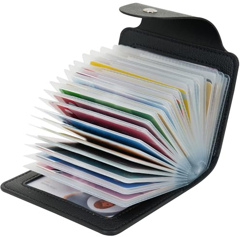 IHIGOGOFA Kreditkartenetui für Damen und Herren Kartenetui - 40 Karten 2 Fenster (Schwarz)