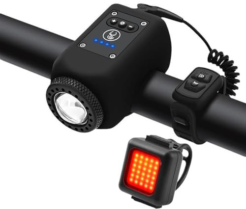 Clacson Elettronico per Bici Luce 2 in 1, Campanello Elettronico per Mountain Bike 4 Modalità di Luce 6 Modalità Audio IPX5 Impermeabile Ricaricabile tramite USB