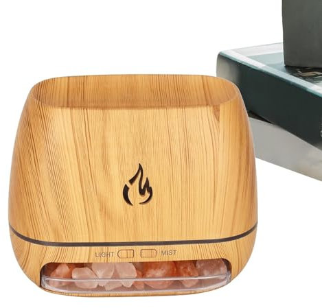 Diffuseur de lampe himalayenne - Diffuseur de parfum de cristaux de sel, humidificateur d'aromathérapie | Lampe de sel avec diffuseur de flamme simulé 3 en 1 avec flammes, appareil d'arôme