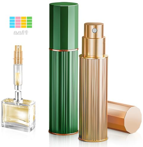 Joollurm Botella atomizadora de perfume de viaje, 2 botellas atomizadoras recargables de 10 ml, mini botella de spray portátil a prueba de fugas para viajes, bolso, bolsillo, ideal para mujeres y
