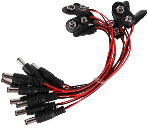 SECFOU 10pcs Battery Button Connector Cable I-type Plastic Holder Abs Copper Wear Resistant Power Connection Snap Buckles for Experimental Power Connection