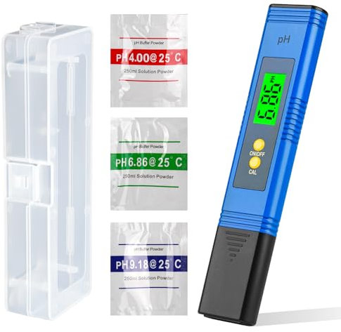 4 en 1 PH Mètre Numérique PH Testeur Testeur pH Mètre Electronique, PH -Metre 0-14 PH 0.01 Haute Précision Testeur de PH avec Écran LCD Fonction D'étalonnage Automatique pour Eau Aquarium Piscine Bleu