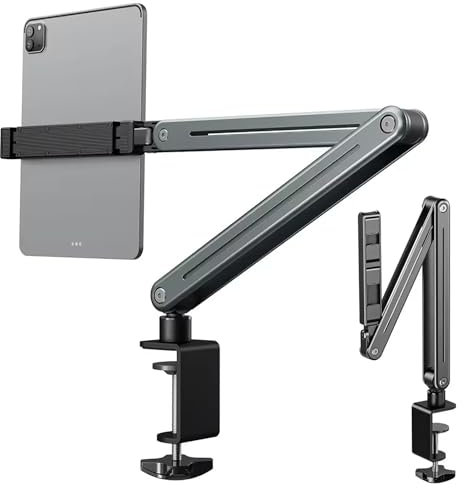 WYYHAA Adjustable Tablet Stand Holder, Multi-Angle Foldable Design Phone Arm Mount, Aluminum Alloy Cantilever Folding Bracket for Desk and Bed, Compatible with iPad, iPhones or Other 4-12.9 Device
