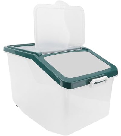 Oreilet Rice Storage Container, 25Kg Food Storage Container Large Capacity Grain Rice Storage Bin with Measuring Cup, Dog Cat Food Dispenser for Rice Cereal Flour