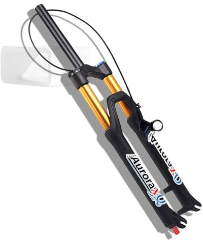 AuroraXQ Mountainbike Luftgabel 26 27.5 29 Federweg 140mm, Gerade/konisch 1-1/8 Fahrrad Federgabel Scheibenbremse QR 9mm für MTB/XC/AM(Straight Remote Lock,26 Zoll)