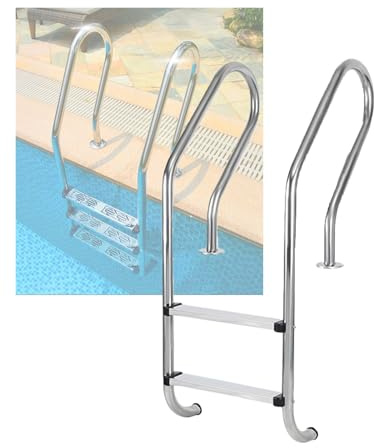 Schwimmbadleiter, Edelstahl-Pooltreppe, Poolgerät Mit Handläufen, for Innen- Und Außenpools, Einfach Zu Montieren(2 Steps)