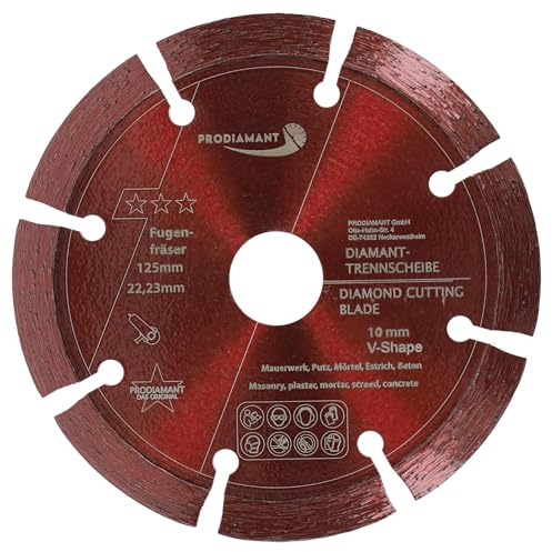 PRODIAMANT Fugenfräser 125 mm Breite 10 mm | V-Segment, Dachform, für Fugen Beton & Mauerwerk