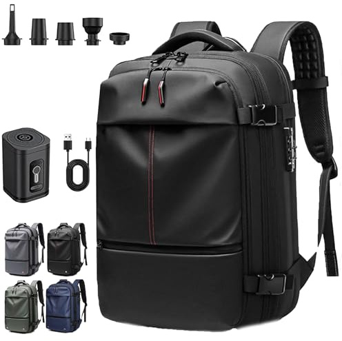 Vacuum Backpack Travel, Easy Vac Pack Backpack With Pump, 60l Expandable Vacuum Compression Travel Bag With Anti-Theft Travel Bag, Suitable For Women And Unisex (Black)