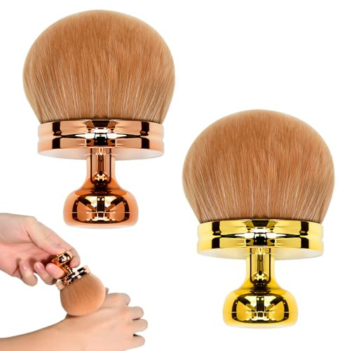 Zuxbolf 2 Pz Pennelli Autoabbronzante Extra Grande 74 mm,Pennello in Polvere Libera a Forma di Fungo,Pennello Corpo con Testina Larga per Trucco Gambe Braccia Viso Corpo
