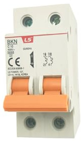 Webmatel Interruptor Automático Industrial BKJ 2 Polos 400V Montaje en Curva C (2A)