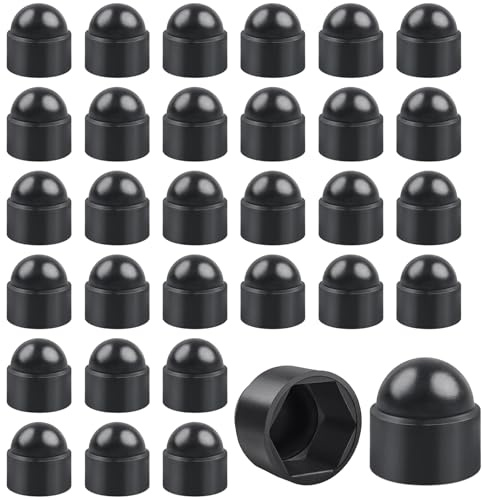 30 Pcs M12 Black Plastic Nut and Bolt Caps, Hex Protective Covers | Anti-Rust Waterproof Dustproof Design, for Indoor Outdoor Furniture Cabinets DIY Repairs, Homeowners and Tradespeople
