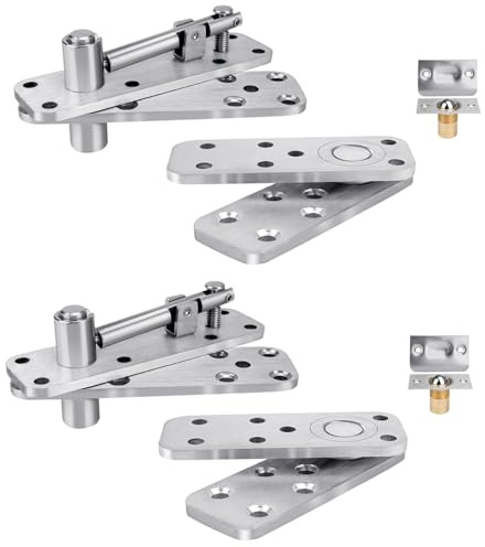 Bisagra Invisible para Puertas Pesadas - Pivote Superior e Inferior de Acero Inoxidable, Rotación 360°, Ajuste de Altura,Plata, 2 piezas