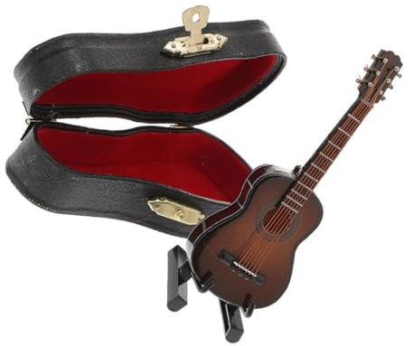 Mikinona Chitarra Classica in Miniatura 8 CM in Legno Colore Caffè Decorazione da Casa e Collezione Mini Chitarra Ornamentale Compatta per Regalo Creativo