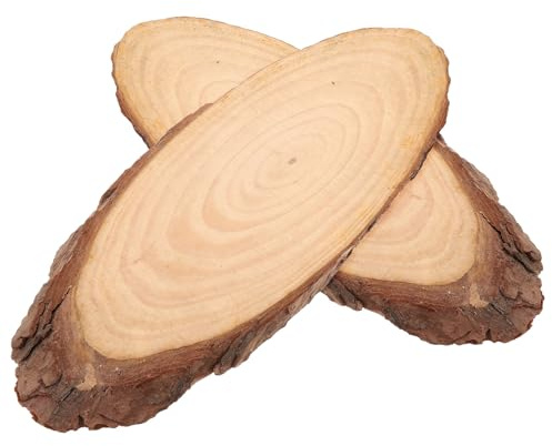 Anneome Lot de 2 Dalles Ovales en Bois Naturel 13-16 CM Pierres Décoratives Résistantes aux Intempéries pour Allée de Jardin Extérieure Plaques de Chemin Antidérapantes pour Aménagement