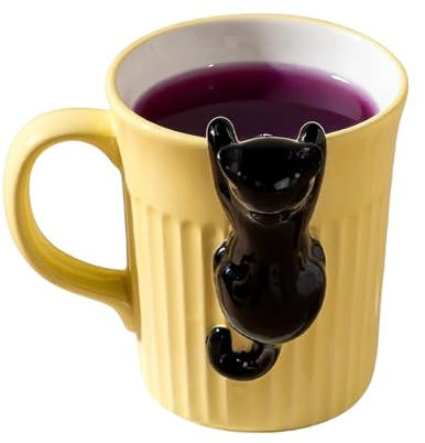 Baoqifong Taza de Gato Divertida,350ml Cerámica Divertida Vajilla Aesthetic Para Bebidas | Taza Café Estética Leche - Para Té, Leche, Agua, Hogar, Cocina, Oficina, Escuela, Decoración, Niños