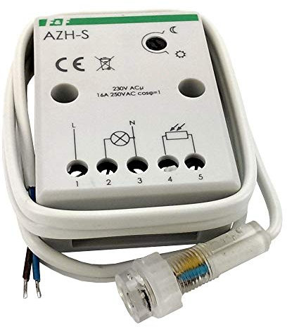 F&F 1030 - Interruptor crepuscular con sensor de luz (10 mm de diámetro, 230 V, 16 A)