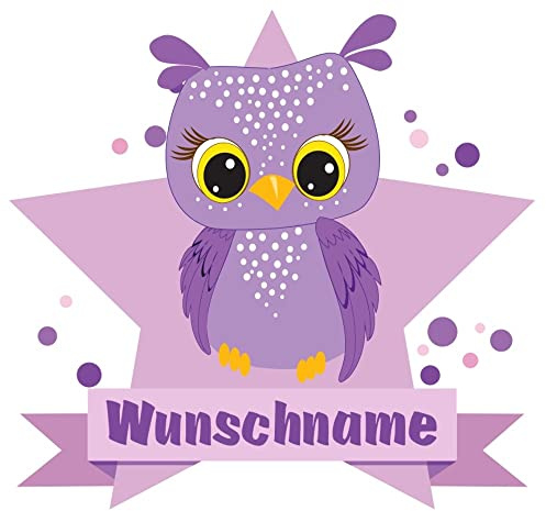 Samunshi® Lila Eule Aufkleber mit Namen Autoaufkleber Namensaufkleber Kinder - 10x8,8cm mehrfarbig