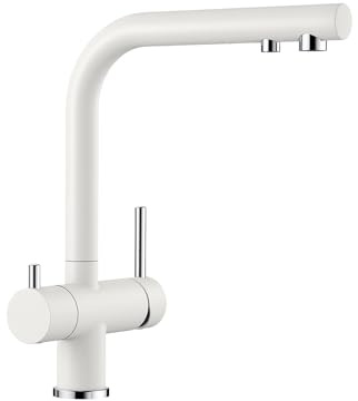 BLANCO FONTAS II Filter | Küchenarmatur in silgranitweiß | Hochdruck | [16x25,3x30 cm] | Filter wird zusätzlich benötigt | Wasserqualität & wassersparend | Rückflussverhinderer | Keramik Kartusche