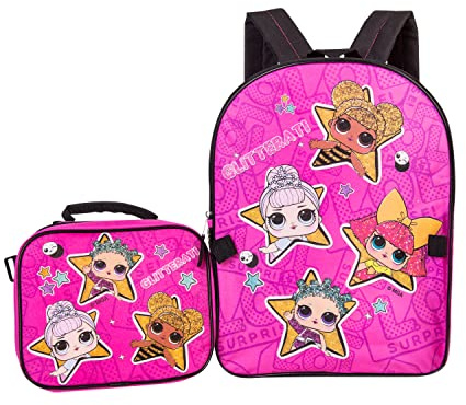 L.O.L. Surprise - Juego combinado de mochila – Juego de mochila de 2 piezas para niñas – L.O.L. Mochila sorpresa y kit de almuerzo, Rosa encendido, One_Size