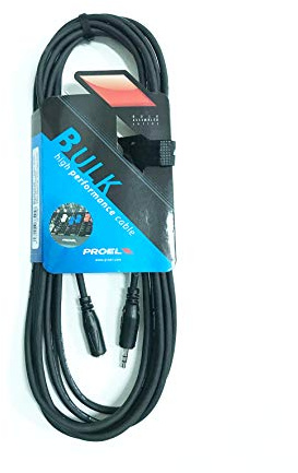 PROEL BULK515LU5 - Cavo bilanciato audio prolunga con connettori mini jack maschio dritto stereo 3.5mm a presa femmina stereo 3.5mm da 5mt, Nero