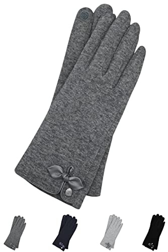AKAROA ESTD 2019 Damen Handschuhe Liz, Touchscreen Handschuhe, extra weiches Teddyfutter, elastisches Jerseymaterial, 100% vegan