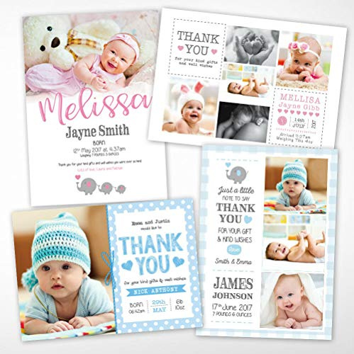 Baby Thank You Cards, Personalised, Birth Announcement, Girl or Boy Thank You Cards (Main)