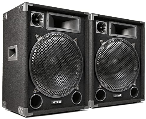 MAX MAX15 – Altavoz PA pasivo de 15 Pulgadas 2000W para DJs y Eventos móviles con woofer Potente, Sonido Profesional, Montaje en trípode, Ideal para Fiestas Medianas y Exteriores