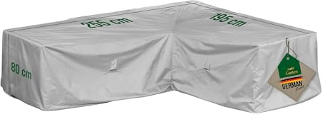 Mehr Garten Housse de Protection pour canapé d'angle de Jardin (asymétrique) | 255 x 195 x 80 cm | Polyester tissé Oxford 600D, Couleur : Gris
