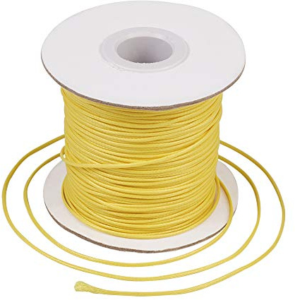 Craftdady 85 Yards/Rolle 1mm Kumihimo gewachste Polyesterschnur Perlenkette chinesische Knüpfschnur geflochtener Faden für Makramee-Armband, Schmuckherstellung, Gold