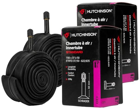 Hutchinson - Cámara de Aire - Ciudad/Trekking - Estándar - Resistencia y protección contra pinchazos - Válvula Shräder - Espesor 0,9 mm - 40 MM - 700 x 28-35 - Juego de 2