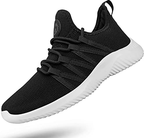 Feethit Womens Slip On Running Shoes Non Slip Walking Shoes Lightweight Gym Workout Shoes Breathable Fashion Sneakers All Black White Size 9