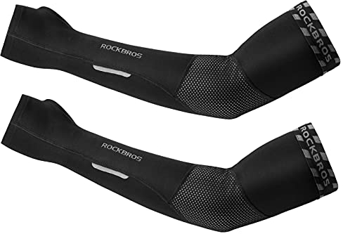 ROCKBROS Manchettes de Bras Chaud pour Homme et Femme, Manchons de Bras en Polaire d’Hiver Thermiques, Manches de Compression Bras Élastiques Protection pour Cyclisme Course Volley-ball, L-XL