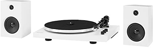 Crosley T150B-WH Modernt 2-växlat Bluetooth-skivspelare med variabel viktad tonarm och stereohögtalare, vit