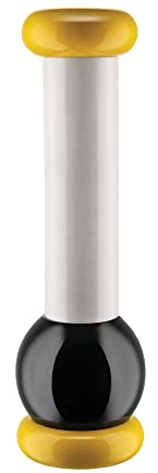 Alessi MP0210 1 Totem Domestici Macinasale, Pepe e Spezie di Design in Legno di Faggio, Giallo, Nero e Bianco