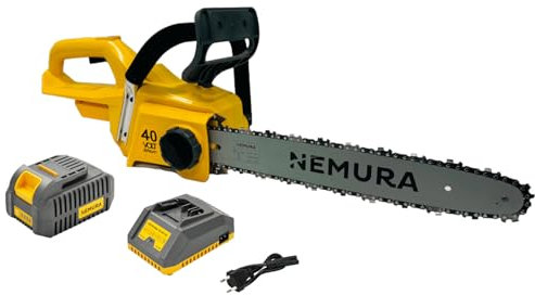 Nemura Tronçonneuse Sans Fil 40V - Coupe de 40 cm avec Graissage Automatique - 1 Batterie 4Ah - Élageuse Électrique à Moteur Brushless - Outillage Jardin - Marque française