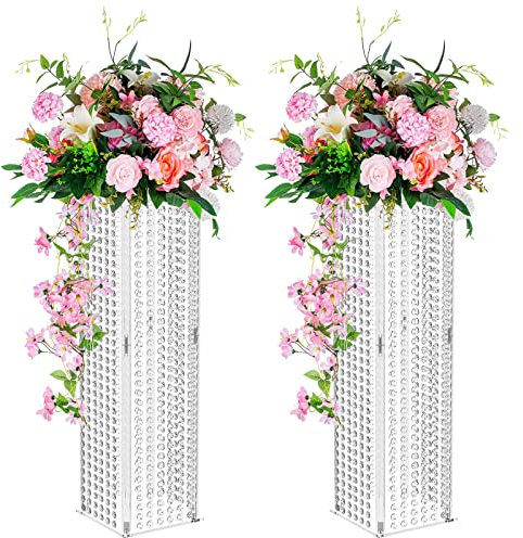 Nuptio Centrotavola per Vasi Tavola Nozze - 2 Pezzi Vaso Fiori Alto 80cm Fiori Cristallo Stand per Decorazioni Tavola per Feste - Eleganti Centri Tavola Decorazione er Matrimoni Sfusi